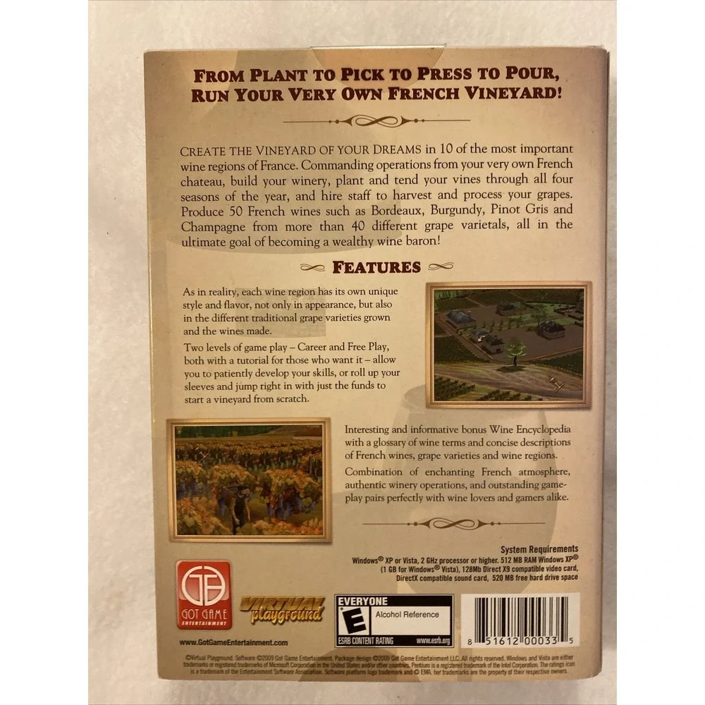 Got Game Entertainment Wine Tycoon PC CD-ROM 2009 New Sealed Simulation Game